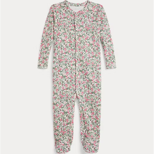 Floral Cotton Interlock Footed Coverall