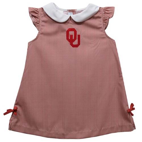 Infant Girls Vive La Fete Crimson Oklahoma Sooners Mini Check Pattern A-Line Dress