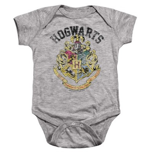 Baby Harry Potter Hogwarts Crest Infant Bodysuit, Athletic Heather, 12 Months
