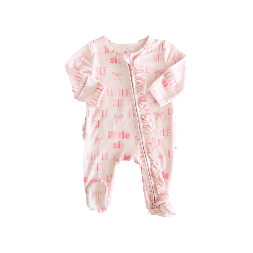 Ruffle Zipper Footie | Little Sis