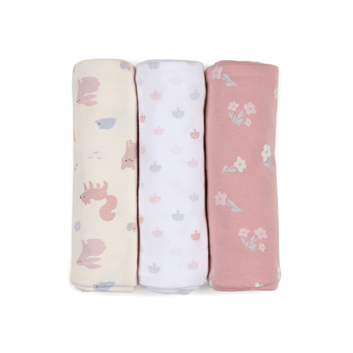 3 Pack Organic Cotton Interlock Wraps - Woodlands