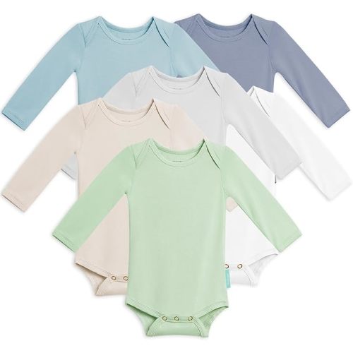 PurComfy Supersoft Long Sleeve Baby Bodysuits, Premium Bamboo Rayon Bodysuit Unisex Boy Girl 0-3-6-9-18-24 months