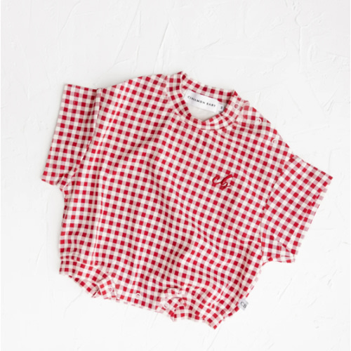 Crimson Gingham Tshirt Romper
