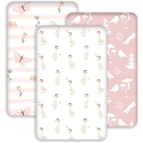 Bedside Sleeper Bassinet Fitted Sheets 20 x 33, 3 Pack Baby Delight Beside Me Dreamer,Babybond,Jimglo,koola,cowiewie,fodoss, Dream On Me Baby Square Bassinet, Pink Animal