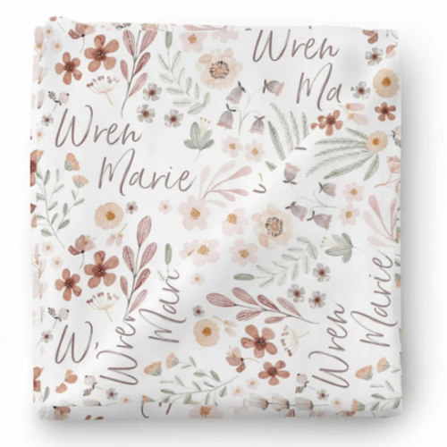 Wren's Wildflower Personalized Swaddle Blanket | Caden Lane
