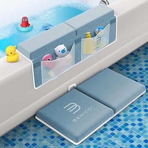 Benicci Bath Kneeler and Elbow Rest Pad Set, Kneeling Mat for Baby Bathing | Comfortable Foam with Toy Organizer Pockets, Quick Drying, Foldable, Non-Slip, Painless Knee Cushion for Parents