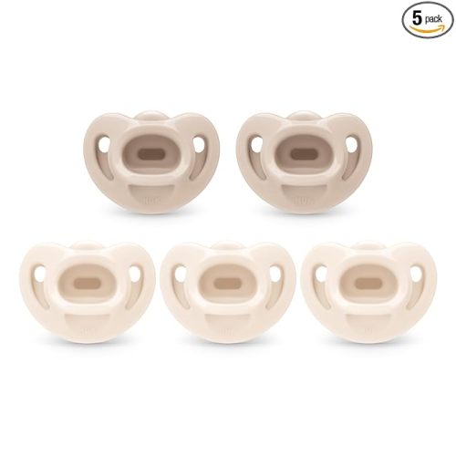 NUK 100% Silicone Comfy Orthodontic Pacifiers, 0-6 Months, Neutral Fashion, Timeless Collection, 5 Count