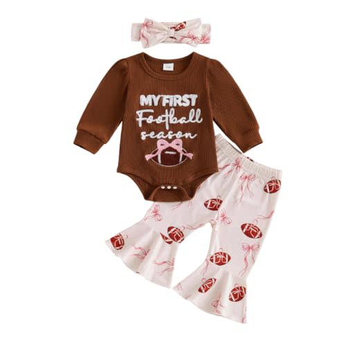 Newborn Baby Girl Clothes Fall Winter Romper Flared Pants Set | Baby Girl Clothes 0 3 6 9 12 18 Months,Infant Girl Fall Winter Outfits,Long Sleeve Letter Romper,Cute Bell Bottom Pants Set