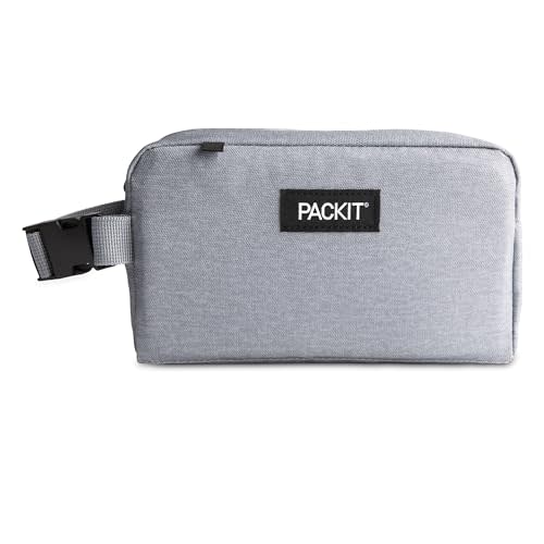PackIt® Freezable Snack Box, Gray Fog, Built with EcoFreeze® Technology, Collapsible, Reusable, Zip Closure with Buckle Handle, Designed For Work Snacks, Fresh Snacks On the Go, Adults, and All Ages