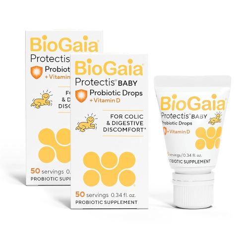 BioGaia Baby Probiotic Drops - Colic & Gas Relief + Vitamin D, 50-Day Supply, Safe for Newborns, Reduces Crying, Fussing, Colic, Gas, Spit-ups & Constipation, No allergens, Dairy or Soy (Pack of 2)