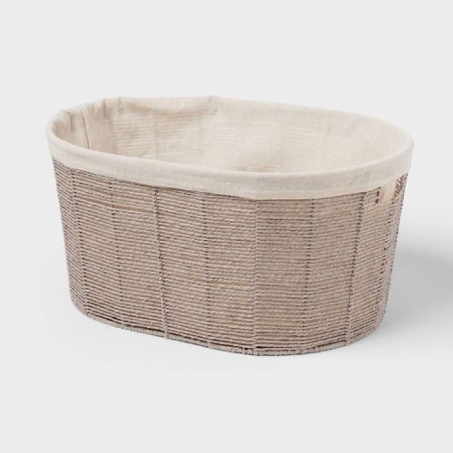 Twisted Paper Rope Oval Laundry Basket - Brightroom™: Gray, Removable Liner, 252 Volume, 2 Handles