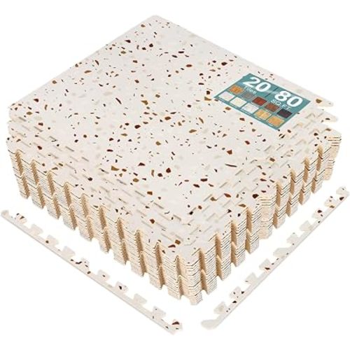 Sorbus 80 Sq. Ft. Interlocking Terrazzo Foam Floor Tiles