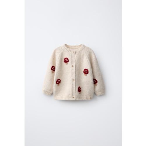 EMBROIDERED MUSHROOM CARDINGAN - Light beige | ZARA United States