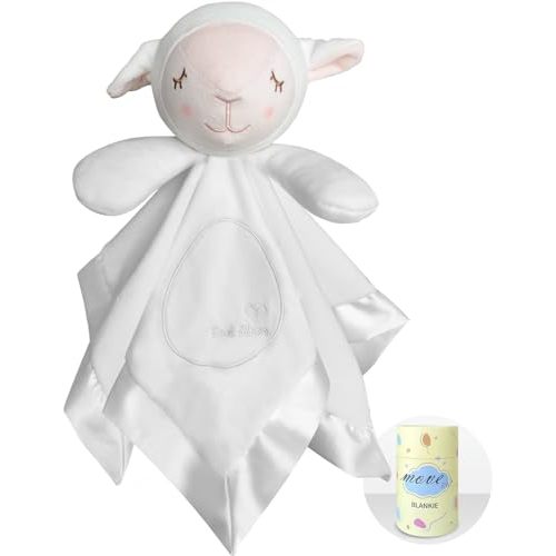Loveys for Babies, Soft Baby Security Blanket Lovies for Babies, Stuffed Animals Blankie for Newborn Infant with Baby Snuggle Toy, Boys Gilrs Gifts White Goat Security Blanket 16 Inch