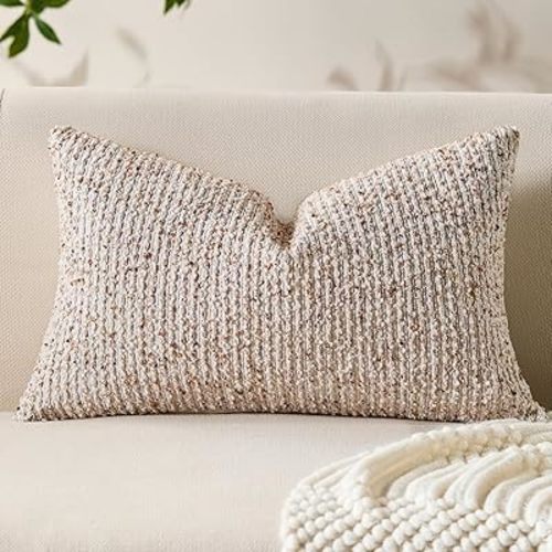 Allorry Soft Wool Decorative Throw Pillow Covers 12x20 Beige SY011A12