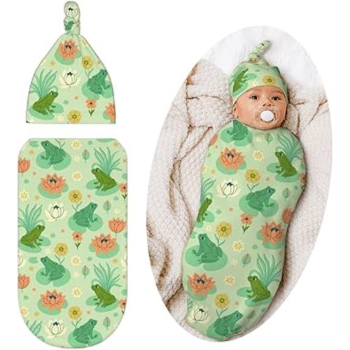 Frog Swaddle Blanket, Unisex Baby Stuff, Soft Sleeping Bag Sack, Frog Baby Items Stuff