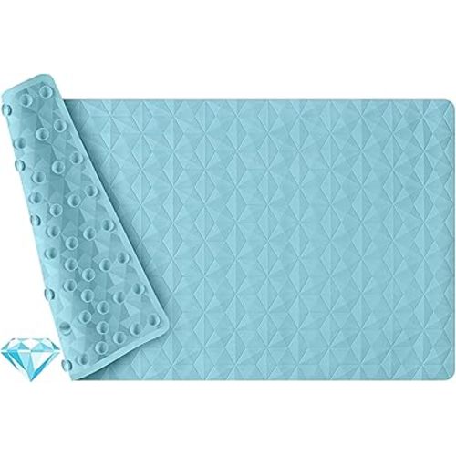 WRISIN Non Slip Bathtub Mat for Bath Tub Shower - Natural Rubber Mat with 241 Suction Cups - Soft Bathroom Safety Mat - Unique Diamond Pattern - Fatigue Relief - Machine Washable - 16 × 28 Inch
