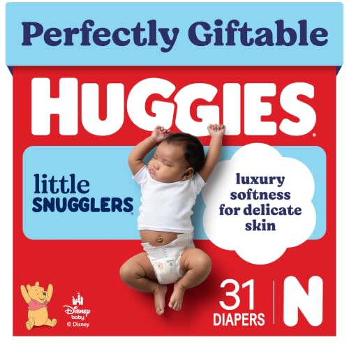 Huggies Little Snugglers Newborn Diapers, 31 Count | Newborn Essentials, Blowout Protection, Leakproof Protection, Luxury Softness, FastAbsorb System, Hypoallergenic