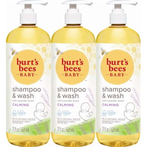 Burt's Bees Baby Shampoo and Wash, Lavender Scent, Tear-Free, 98.7% Natural, 21 Fl Oz, Pack of 3