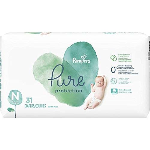 Diapers Newborn/Size 0 (<10 lb), 31 Count - Pampers Pure Protection Disposable Baby Diapers, Jumbo Pack - Size N
