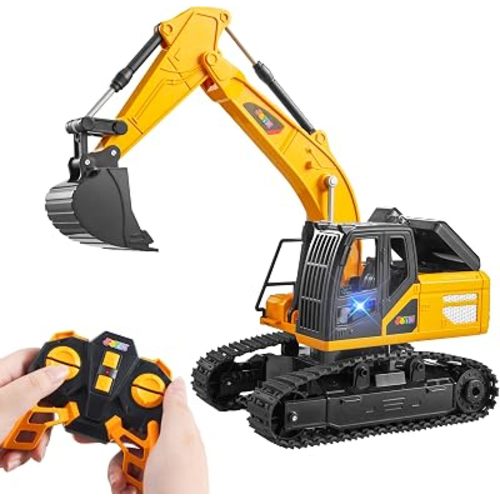 JOYIN Remote Control Excavator Toys for Boys, 2.4Ghz RC Play Excavator with Light, Construction Toys for Boys Birthday Gift 3-5 4-7 8-12 Year Old Kids, Easter Basket Stuffers