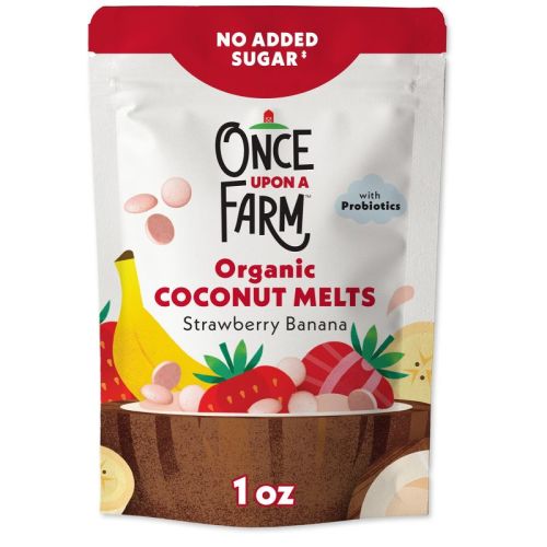 Once Upon a Farm Coconut Melts Strawberry Banana Baby Snacks - 1oz: Organic, Non-GMO, Dairy-Free, Added Probiotics