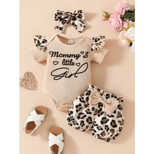 letter print short sleeve romper leopard print shorts - Temu