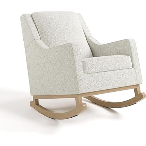 Storkcraft Pasadena Nursery Rocker (Ivory Boucle with Driftwood) - Upholstered, Rocking Chair for Nursery, Gentle Rocking Motion, Solid Wood Base