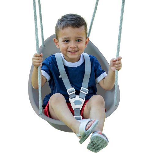 Swurfer Coconut Toddler Swing – Comfy Baby Swing Outdoor, 3- Point Adjustable Safety Harness, Secure, Safe Quick Click Locking System, Blister-Free Rope, Easy Installation, Ages 6-36 Months