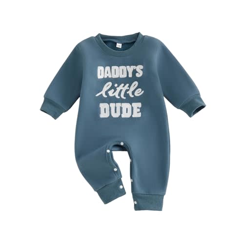 Newborn Baby Boy Fall Outfit Romper Jumpsuit Warm Infant Clothes | Letter Embroidery Bodysuit Fleece Lined Winter Clothes
