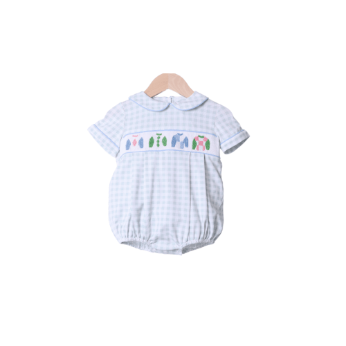 Smocked Sage Gingham Jockey Silks Bubble