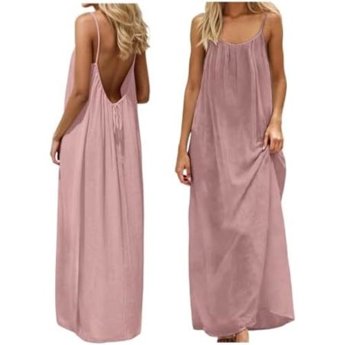 Backless Cami Dress Backless Dress House Dress for Women Sleeveless Long Cami Lounge Dress Backless for Indoor Summer Wear