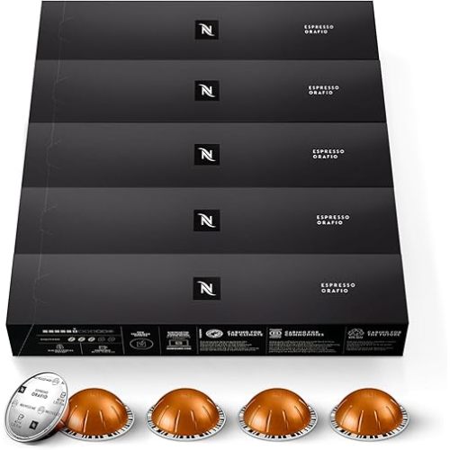 Nespresso Capsules Vertuo, Orafio, Medium Roast Espresso, 50-Count Espresso Pods, Brews 1.35 oz.