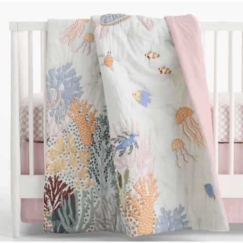 Coral Reef Dreams 100% Organic Cotton Baby Crib Quilt