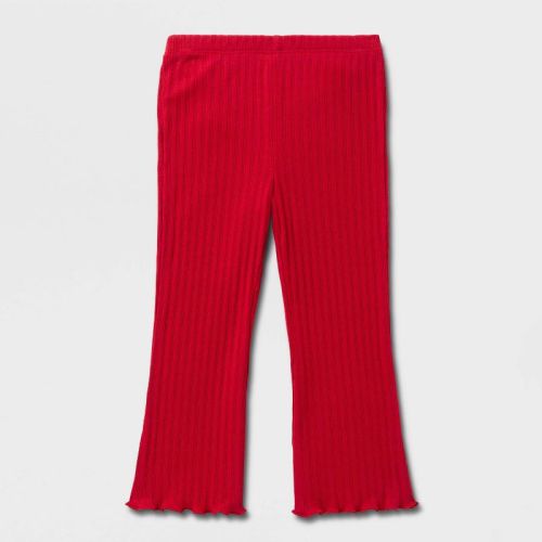 Baby Girls' Solid Ribbed Flare Leggings - Cat & Jack™ Red 18M