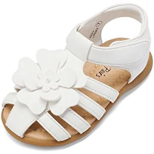 DREAM PAIRS Girls Toddler/Little Kid Closed-Toe Flower Summer Dress Sandals Shoes