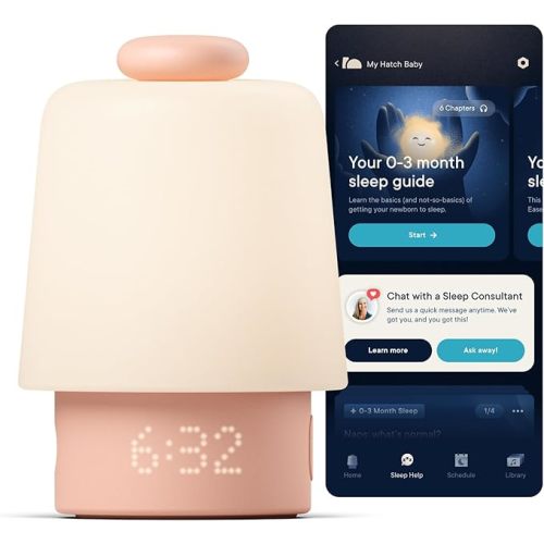 Hatch Baby Sound Machine, Night Light | Hatch Baby (Peach) | Sleep Support | Registry Essential, Routine Builder, Time-to-Rise Alarm Clock, White Noise, Nursery Stories, Toddler Kids (Wi-Fi)