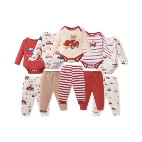 NZRVAWS Newborn Baby Boy Clothes Preemie clothes boys Infant Boy Outfits Romper Pants 10 Pcs Clothing Set 0 3 6 9 12 Months