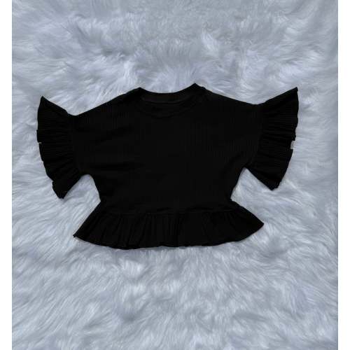 Girls 10/12 Back in Black ruffle top (FINAL SALE)