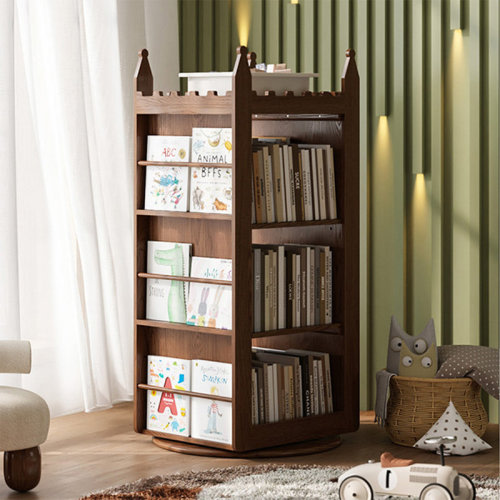 hanzhi Nut-Brown Modern Solid wood rotating bookshelf | Wayfair