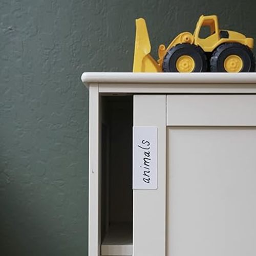 Clip-On Metal Cabinet and Drawer Labels – Reusable Chalkboard Labels for Kitchen, Bathroom, Dresser Drawers. Durable. Polished Edge. No Residue.