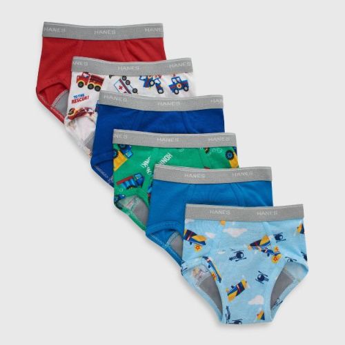 Hanes Toddler Boys' 6pk Training Briefs - Colors May Vary 2T-3T: Cotton, Tagless, Pull-On, Absorbent Center Panel, Machine Washable