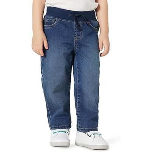 Amazon Essentials Unisex Babies' Soft Stretch Pull-On Jeans, Stone Medium Wash, 6-9 Months