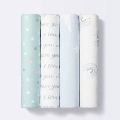 Flannel Baby Blankets I Love You to the Moon and Back - 4pk - Cloud Island™