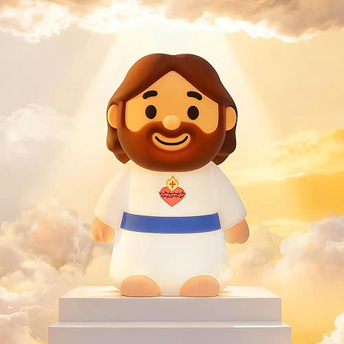 Jesus Night Light for Kids, Jesus Gifts Silicone Jesus Figures Lamp with 3 Brightness Levels & 30-Min Timer, Rechargeable Bedside Night Light for Prayer, Baptism and Easter, Kids Room Decor