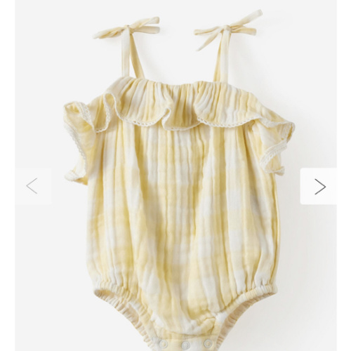 Organic Woven Sleeveless Ruffle Playsuit