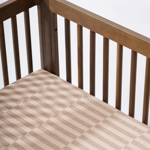 All-Stages Midi Crib Sheet in GOTS Certified Organic Muslin Cotton - Cocoa Stripe