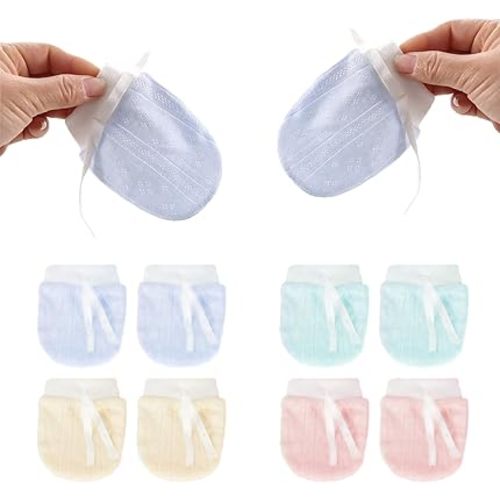 Newborn Mittens No Scratch, Mitten for Newborn Baby Girls, Infant Hand Mitten, Anti Scratch Mittens for Babies, Baby Breathable Adjustable Drawstring Gloves 0-7 Months