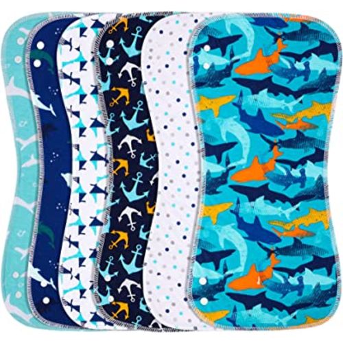 Benoxine 2-in-1 Burp Cloths and Baby Bibs - 6 Pack Large Super Absorbent Soft Cotton Burping Cloths for Spit Up, 3 Layers Thick Baby Burp Rags for Girls & Boys