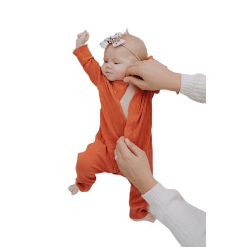 Magnetic Closure Baby Romper Boy/Girl, sizes 0-3m to 18-24m (Brick, 12-18 Months)
